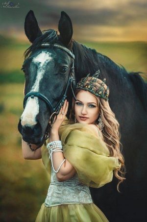 Romantic Girl Horse Wallpaper