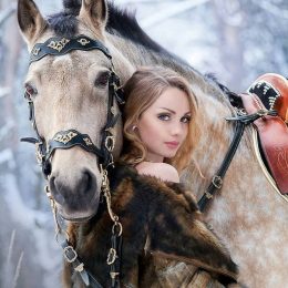 Romantic Girl Horse Wallpaper