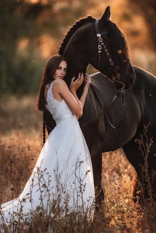 Romantic Girl Horse Wallpaper