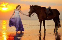 Desktop Romantic Girl Horse Wallpaper