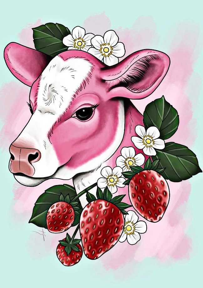 Background Strawberry Cow Wallpaper