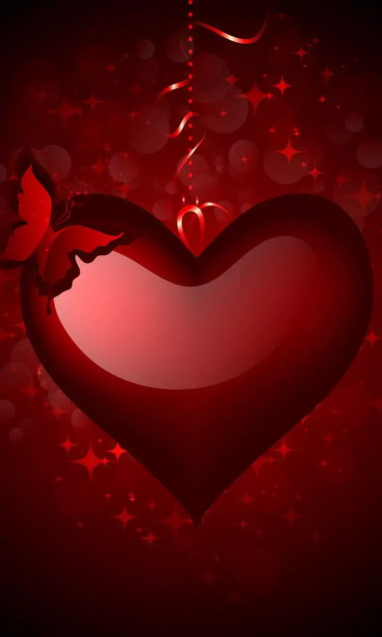 Background Red Heart Wallpaper