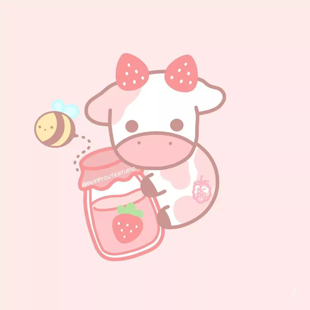 Background Strawberry Cow Wallpaper