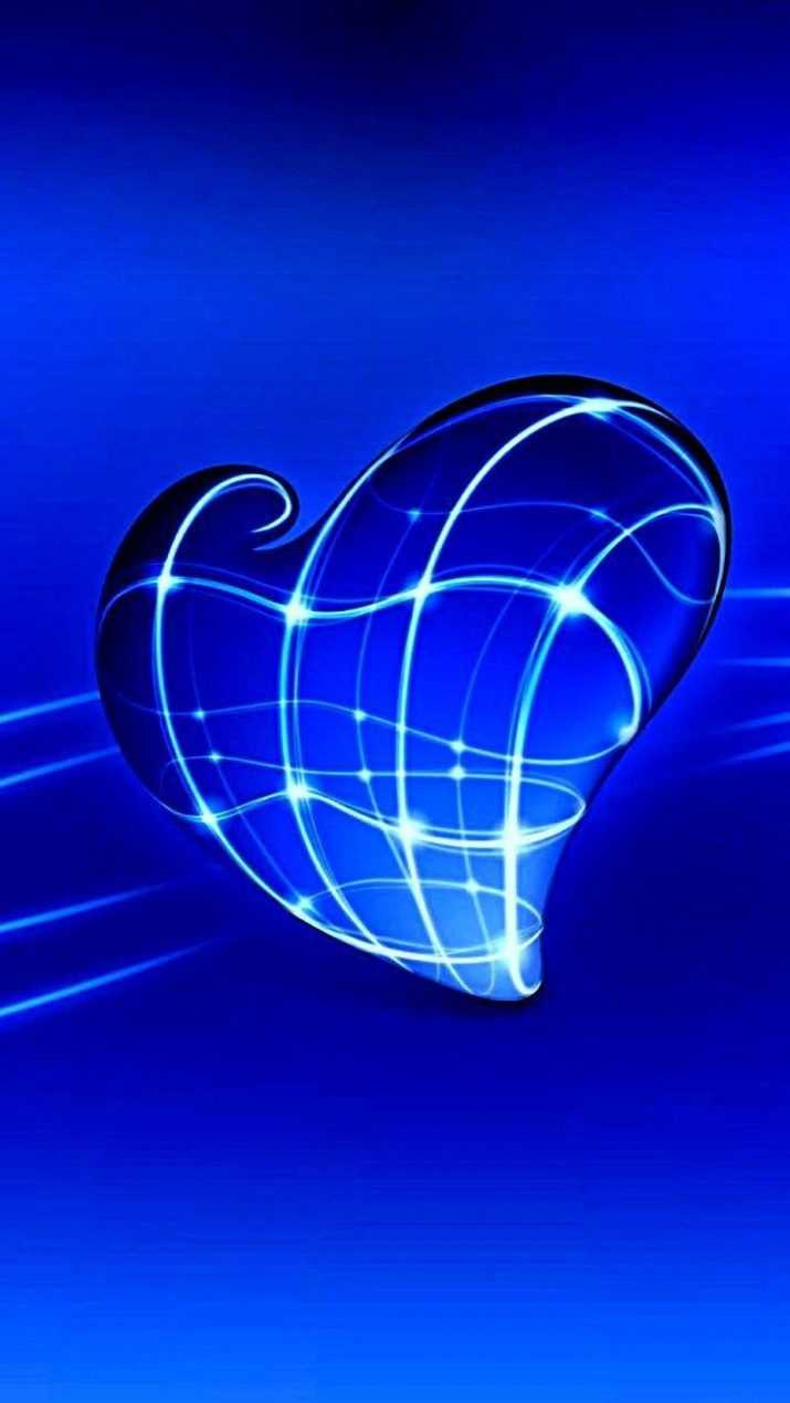 Background Blue Heart Wallpaper