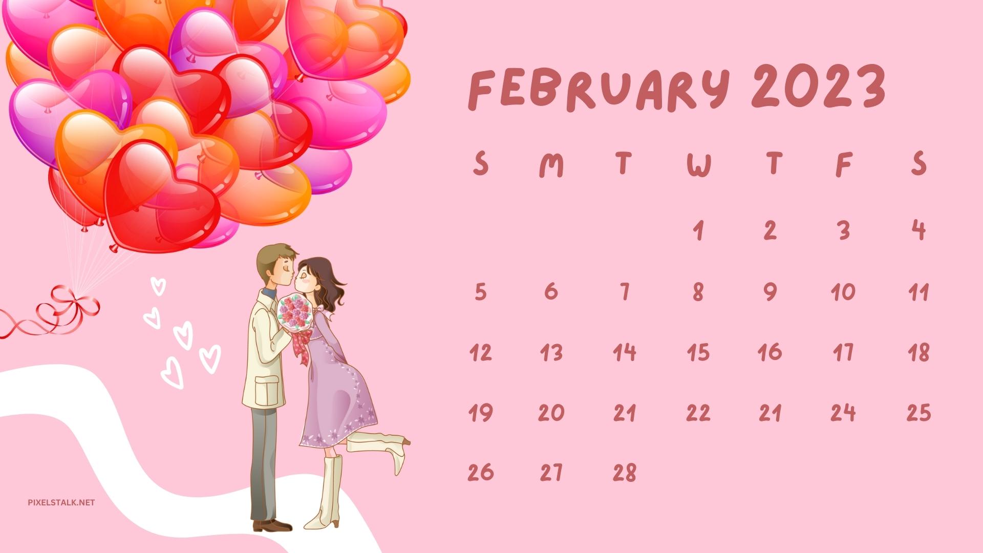 February 2023 Calendar Desktop Wallpaper