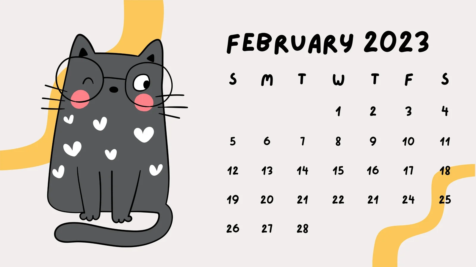 February 2023 Calendar Desktop Wallpaper