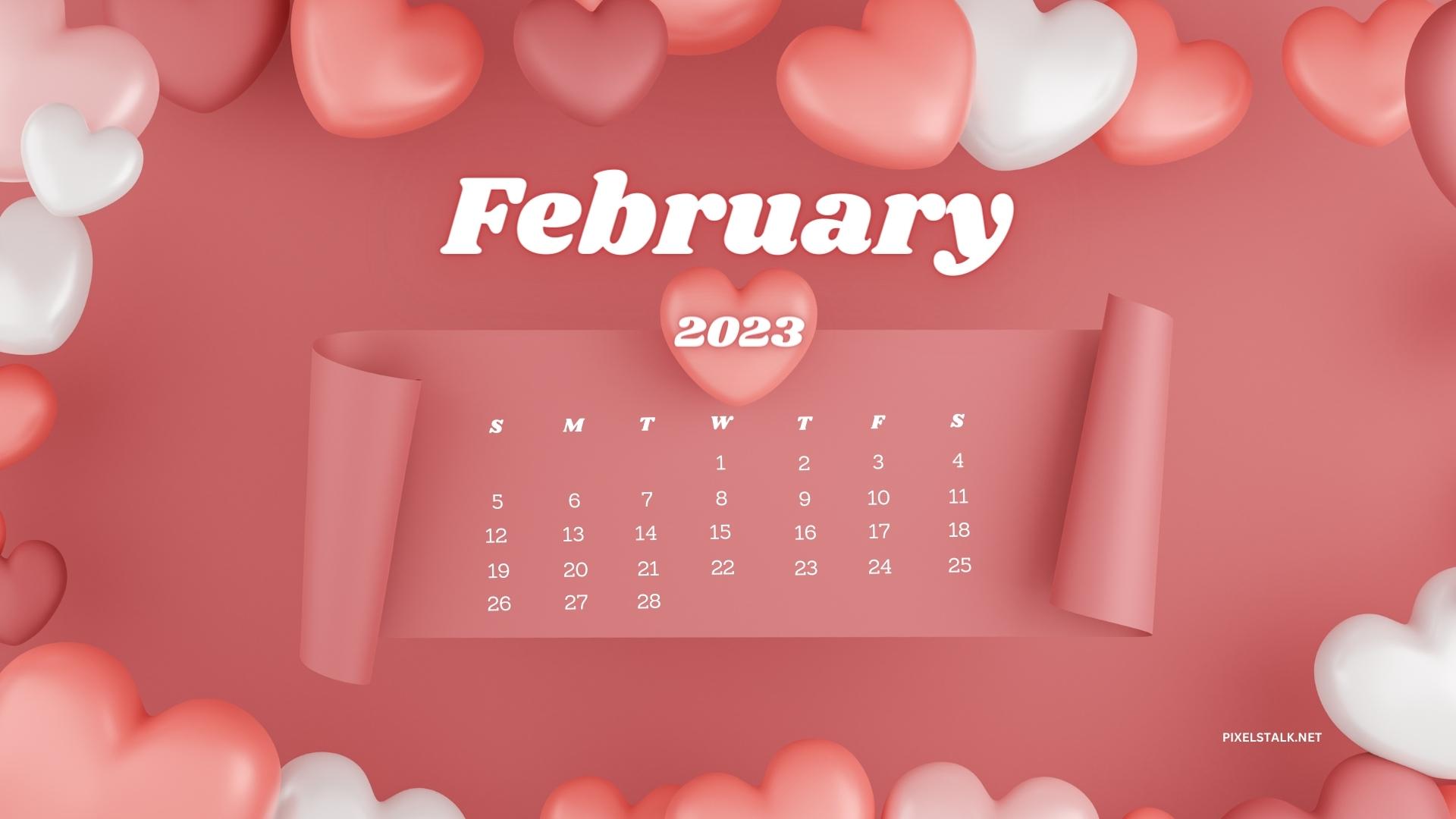 February 2023 Calendar Desktop Wallpaper