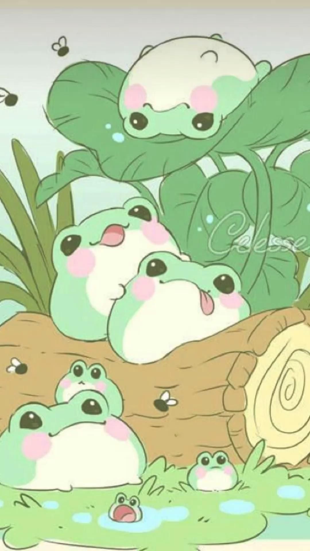 Background Cute Frog Wallpaper