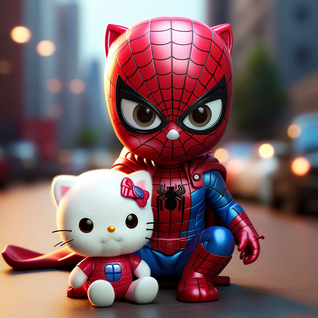 Hello Kitty And Spiderman Wallpaper